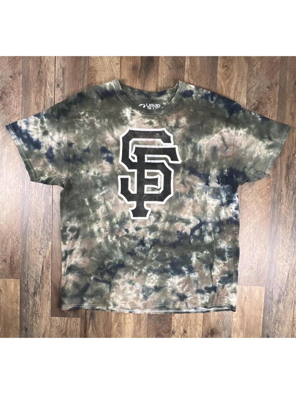 SF Giants Mens XL Tie Dye Liquid Blue T Shirt MLB Baseball San Francisco Tee